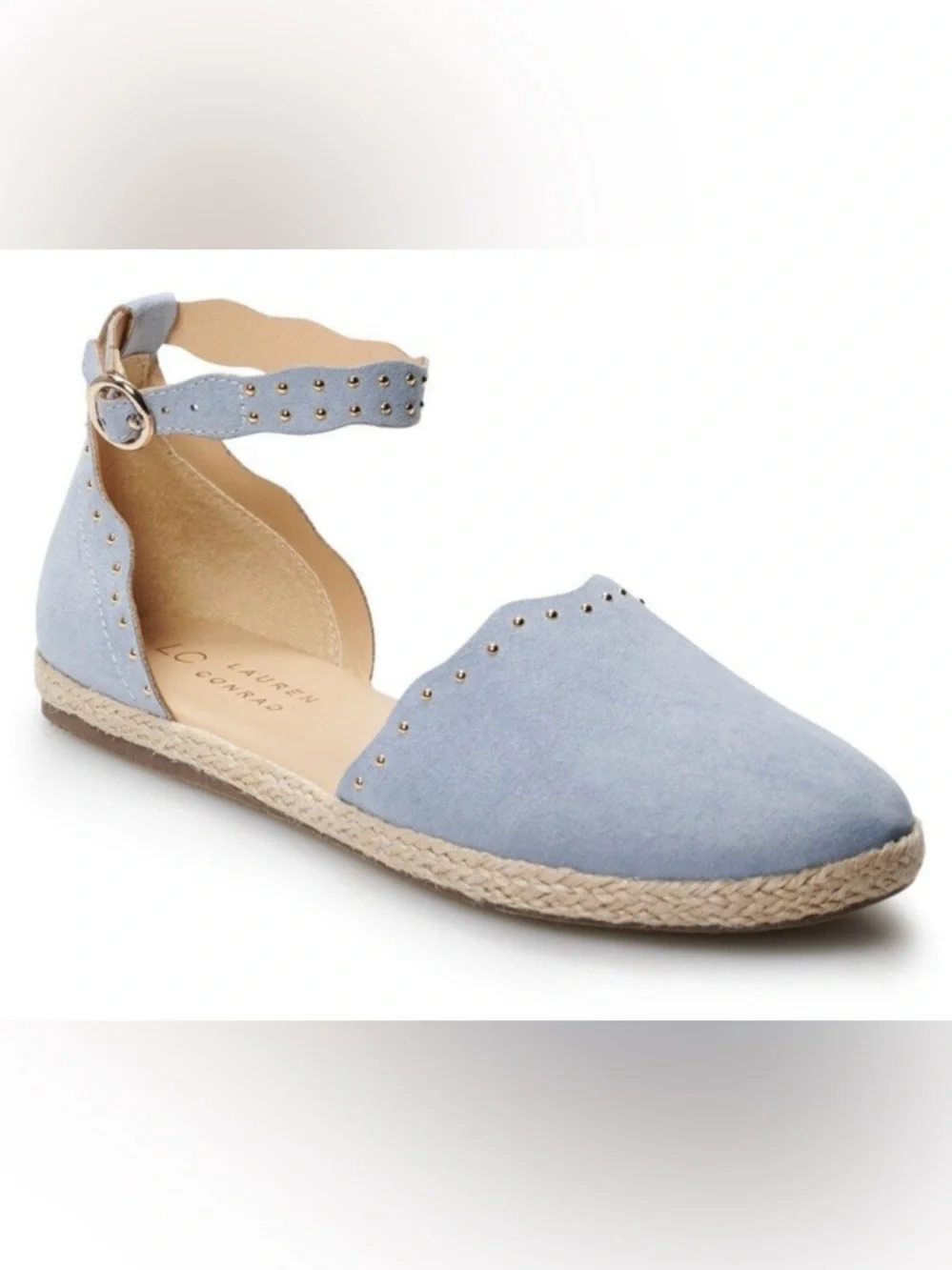 LC Lauren Conrad Light Blue Studded Ankle-Strap Espadrille